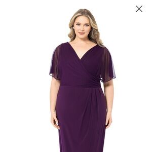 Betsy & Adam Plus-size flutter sleeve elegant gown.  Approx. 62" long